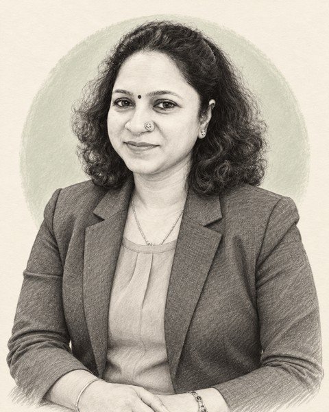 Pencil-style portrait of Reena V R